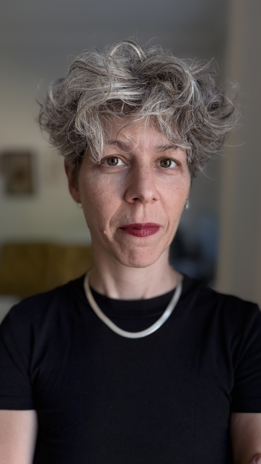A close portrait of Valia Blesiou